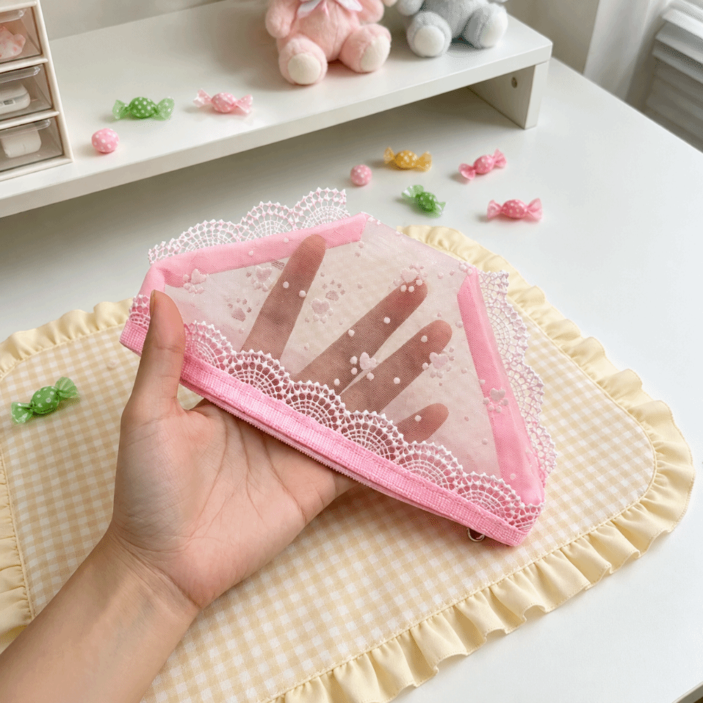 Cute Lace Mesh Storage Pouch B - огляд і ціна Cosmetic Bags
